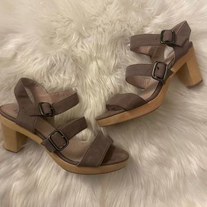 J. Jill Wooden Leather Platform Clogs Style Heels Size 10